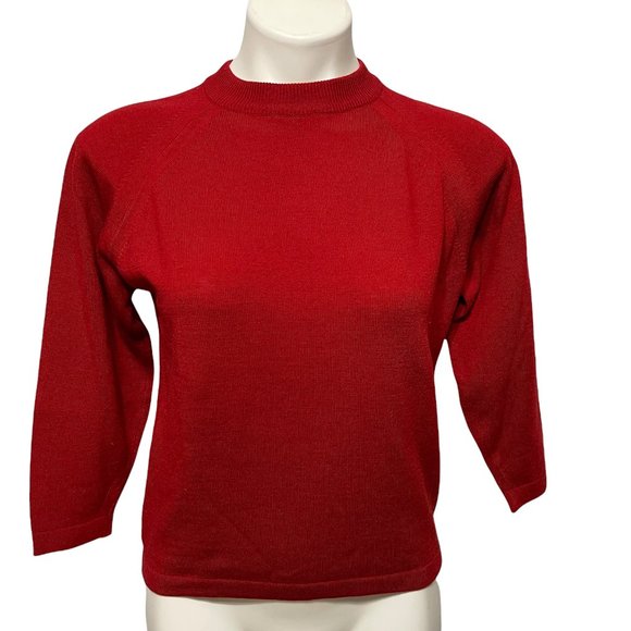 Pendleton Red Virgin Wool Mock Crew Neck Sweater - Picture 2 of 4